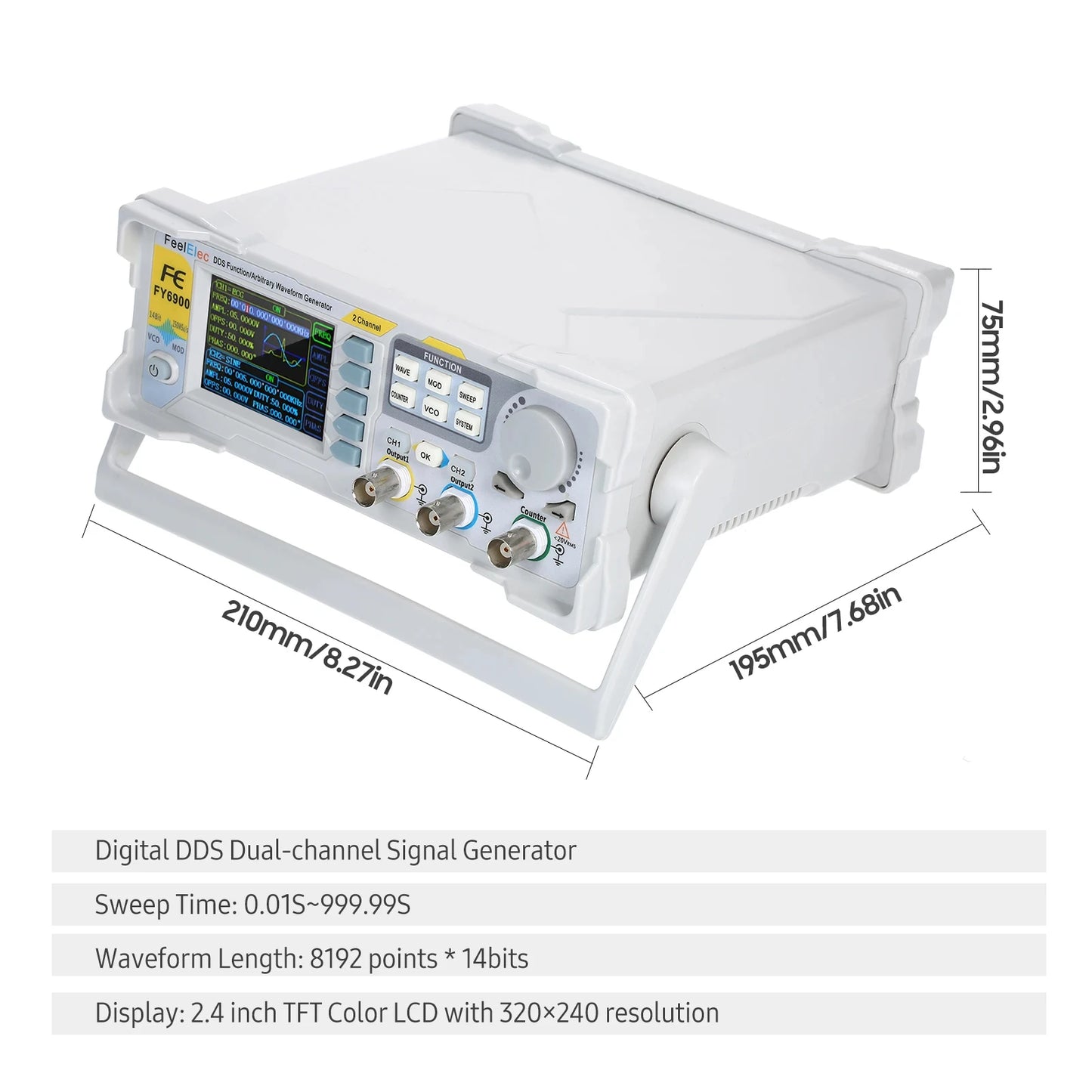 FY6900 100MHz Function Signal Generator DDS Dual-channel Function Signal/Arbitrary Waveform Generator Pulse Signal Source Leedoar