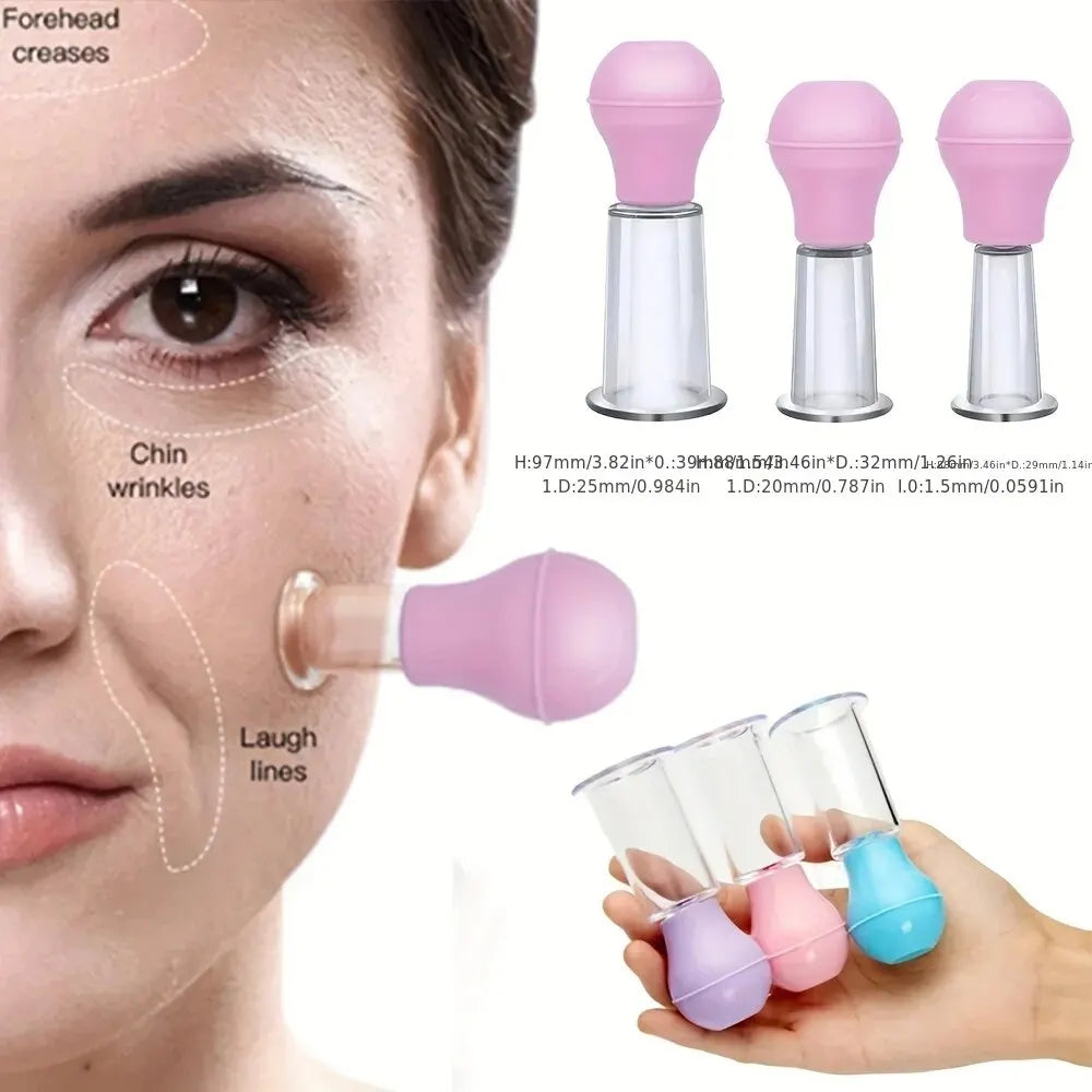 Ventosas de masaje facial con ventosas Juego de ventosas de goma para relajación facial Corrección de pezones Dispositivo de ventosas para levantamiento de la piel corporal 