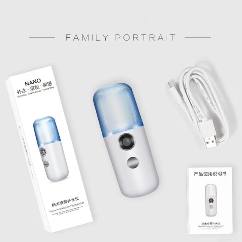 Facial Sprayer Nano Mist Usb Rechargeable Portable Water Replenisher Cool Mist Maker Fogger Face Care Handheld Mini Humidifier Leedoar