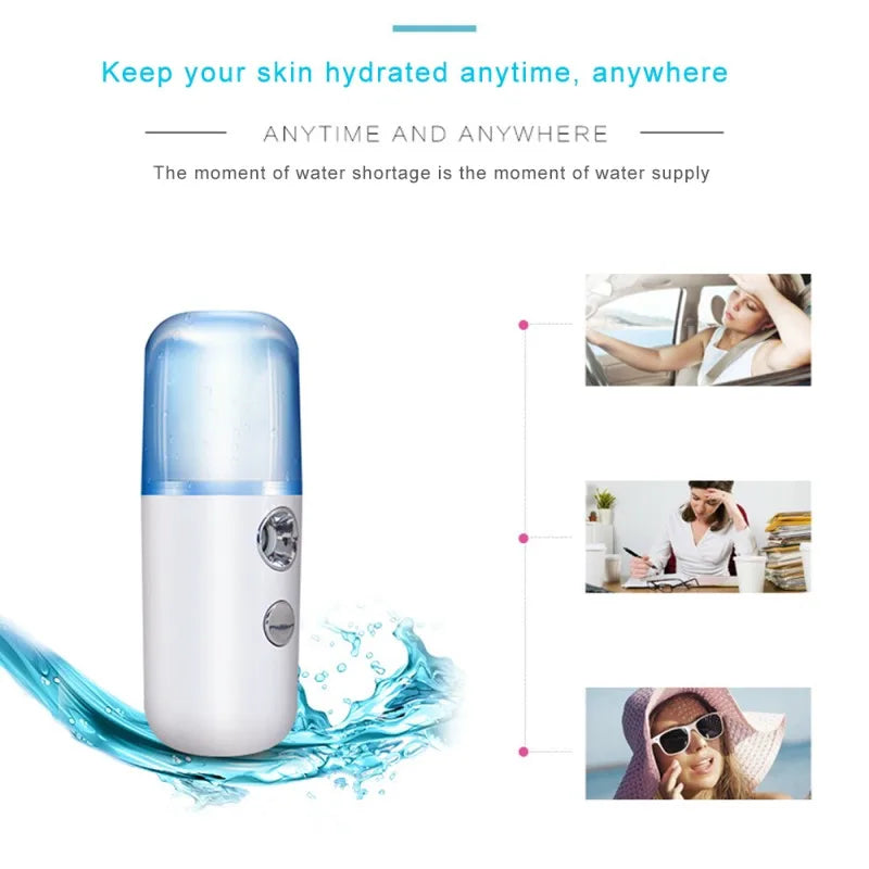 Facial Sprayer Nano Mist Usb Rechargeable Portable Water Replenisher Cool Mist Maker Fogger Face Care Handheld Mini Humidifier Leedoar