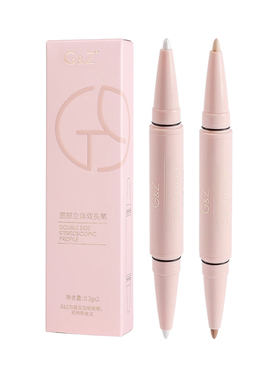 Facial Contour Three Dimensional Double Headed Pen Pearl Eyeshadow Stick Matte Concealer Pen Waterproof And Durable Leedoar