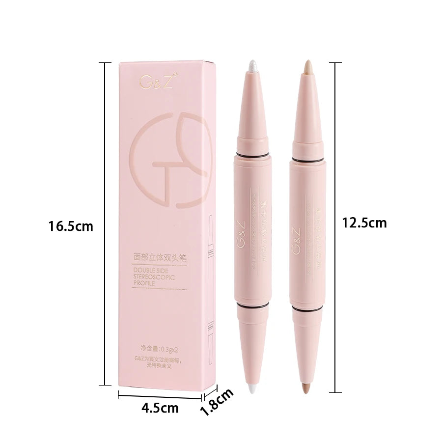 Facial Contour Three Dimensional Double Headed Pen Pearl Eyeshadow Stick Matte Concealer Pen Waterproof And Durable Leedoar