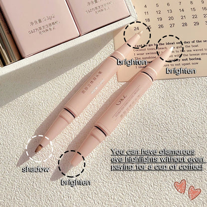 Facial Contour Three Dimensional Double Headed Pen Pearl Eyeshadow Stick Matte Concealer Pen Waterproof And Durable Leedoar