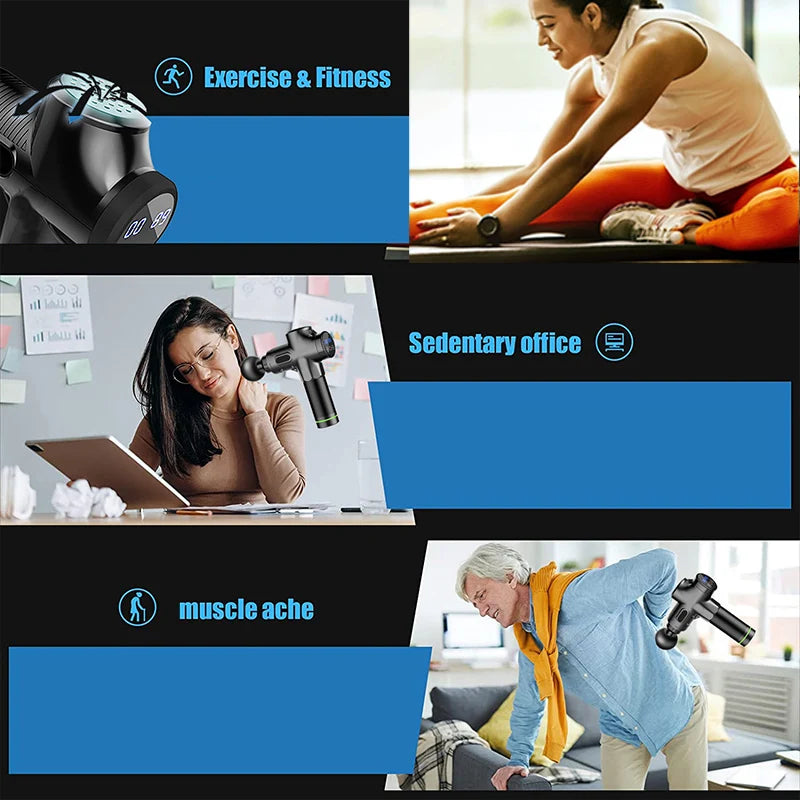 Fascial Massage Gun Electric Percussion Pistol Massager For Body Neck Back Deep Tissue Muscle RelaxationFitness Leedoar