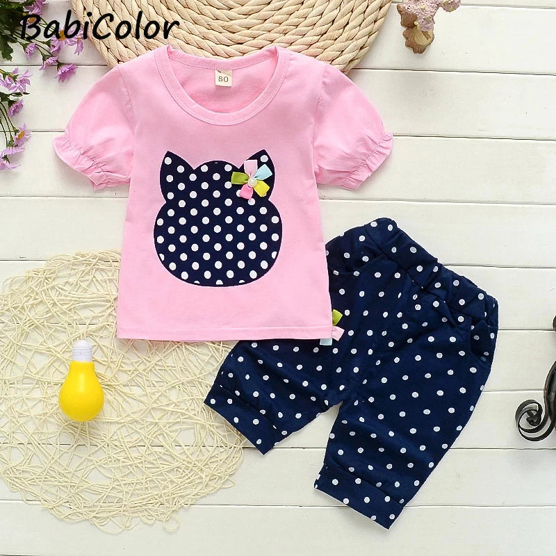 Fashion Baby girls Clothes Sets Summer Newborn cotton out Tops+Jeans 2Pcs Suits For Bebe Girls Infant Clothing Outfits Leedoar