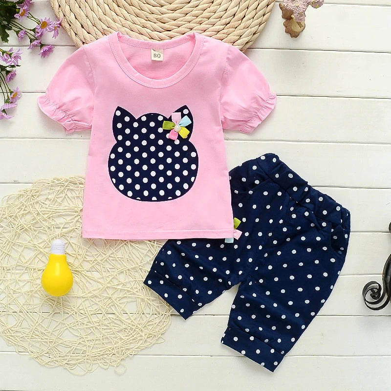 Fashion Baby girls Clothes Sets Summer Newborn cotton out Tops+Jeans 2Pcs Suits For Bebe Girls Infant Clothing Outfits Leedoar