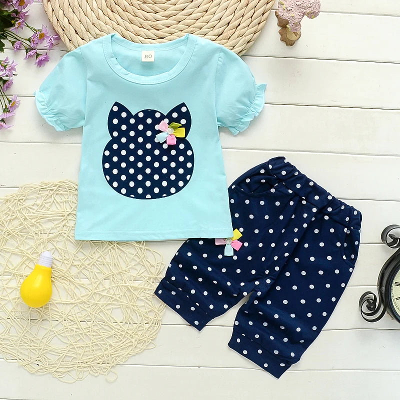 Fashion Baby girls Clothes Sets Summer Newborn cotton out Tops+Jeans 2Pcs Suits For Bebe Girls Infant Clothing Outfits Leedoar