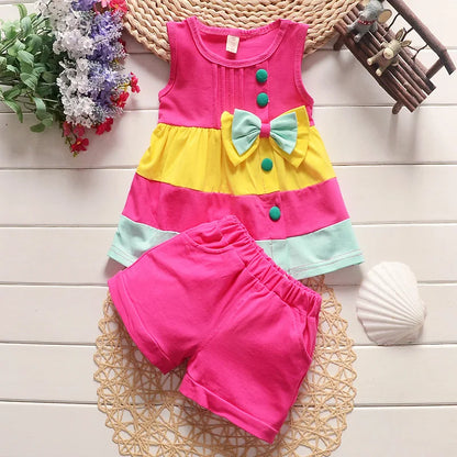 Fashion Baby girls Clothes Sets Summer Newborn cotton out Tops+Jeans 2Pcs Suits For Bebe Girls Infant Clothing Outfits Leedoar