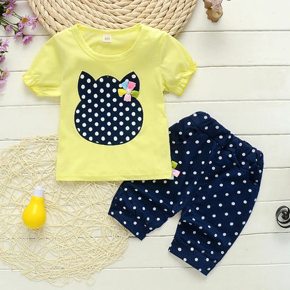 Fashion Baby girls Clothes Sets Summer Newborn cotton out Tops+Jeans 2Pcs Suits For Bebe Girls Infant Clothing Outfits Leedoar