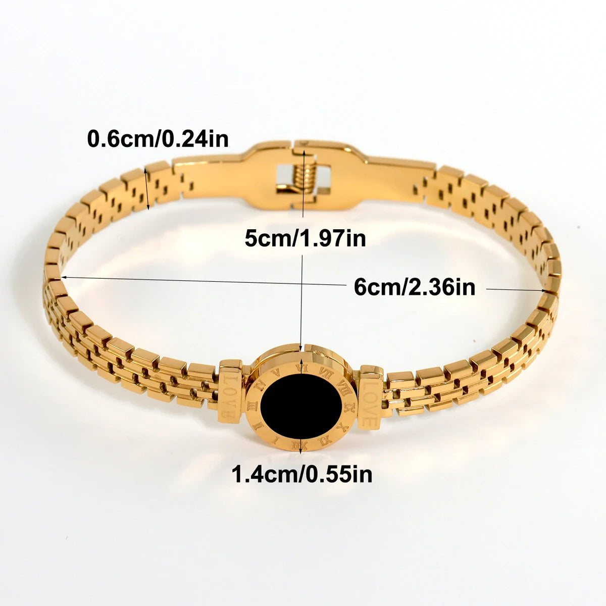 Fashion Bracelet For Women Black Acrylic Stainless Steel Couple Bracelet Carved Roman Numerals Girl Gift Hot Jewelry Leedoar