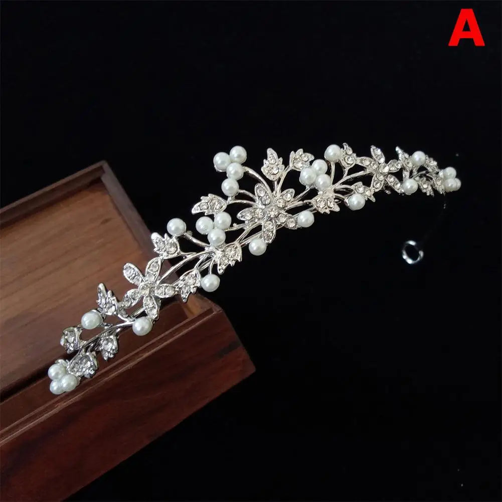 Fashion Crystal Pearl Bridal Crown Tiaras Diadem Tiaras for Women Bride Wedding Hair Accessories Princess Crown Headdress