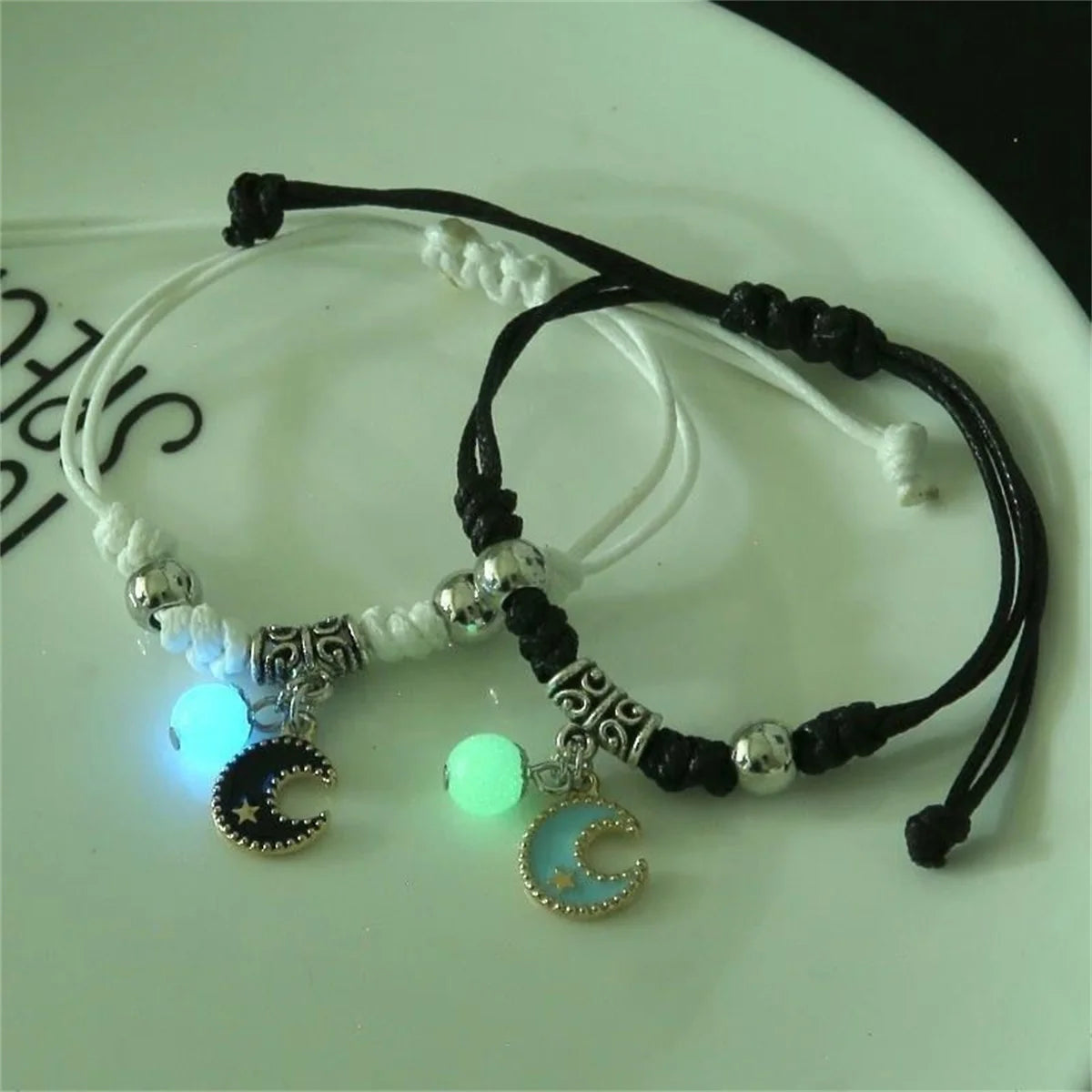 Fashion Luminous Beads Star Couple Bracelet For Women Men Charm Cat Flower Heart Key Lock Cross Matching Friend Bracelet Jewelry Leedoar