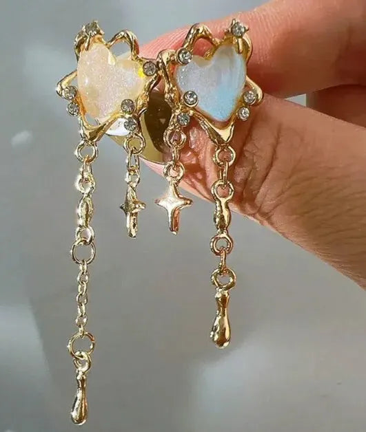 Fashionable Long Earrings with Diamond Leaves and Tassels Elegant Temperament Premium Earrings Leedoar