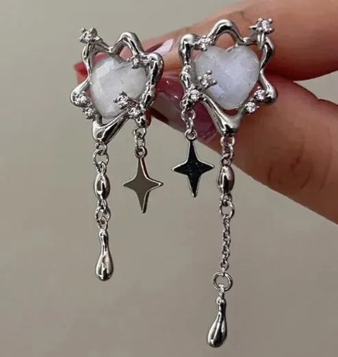 Fashionable Long Earrings with Diamond Leaves and Tassels Elegant Temperament Premium Earrings Leedoar