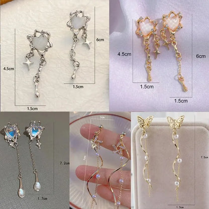 Fashionable Long Earrings with Diamond Leaves and Tassels Elegant Temperament Premium Earrings Leedoar