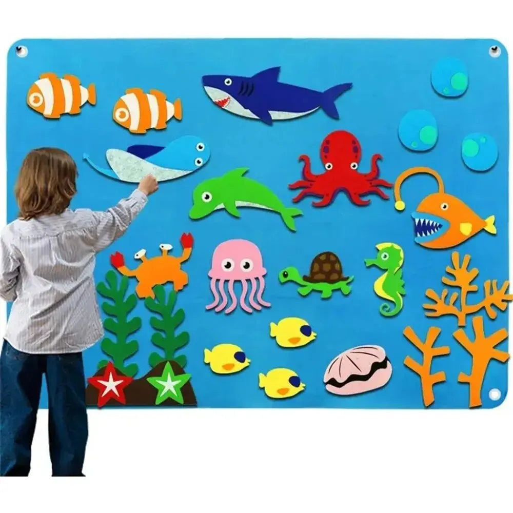 Histórias de quadro de feltro Conjunto Montessori Oceano Fazenda Animal Família Educação pré-escolar interativa Aprendizagem precoce Brinquedos para crianças pequenas 