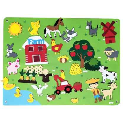 Juego de cuentos de fieltro Montessori para niños pequeños, familia de animales de granja del océano, juguetes interactivos para educación preescolar, aprendizaje temprano 