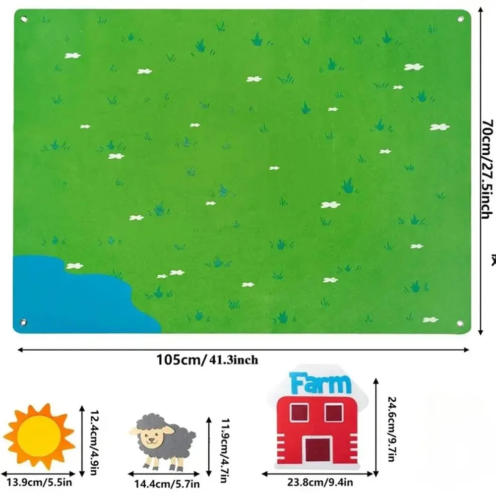 Juego de cuentos de fieltro Montessori para niños pequeños, familia de animales de granja del océano, juguetes interactivos para educación preescolar, aprendizaje temprano 