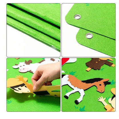 Juego de cuentos de fieltro Montessori para niños pequeños, familia de animales de granja del océano, juguetes interactivos para educación preescolar, aprendizaje temprano 