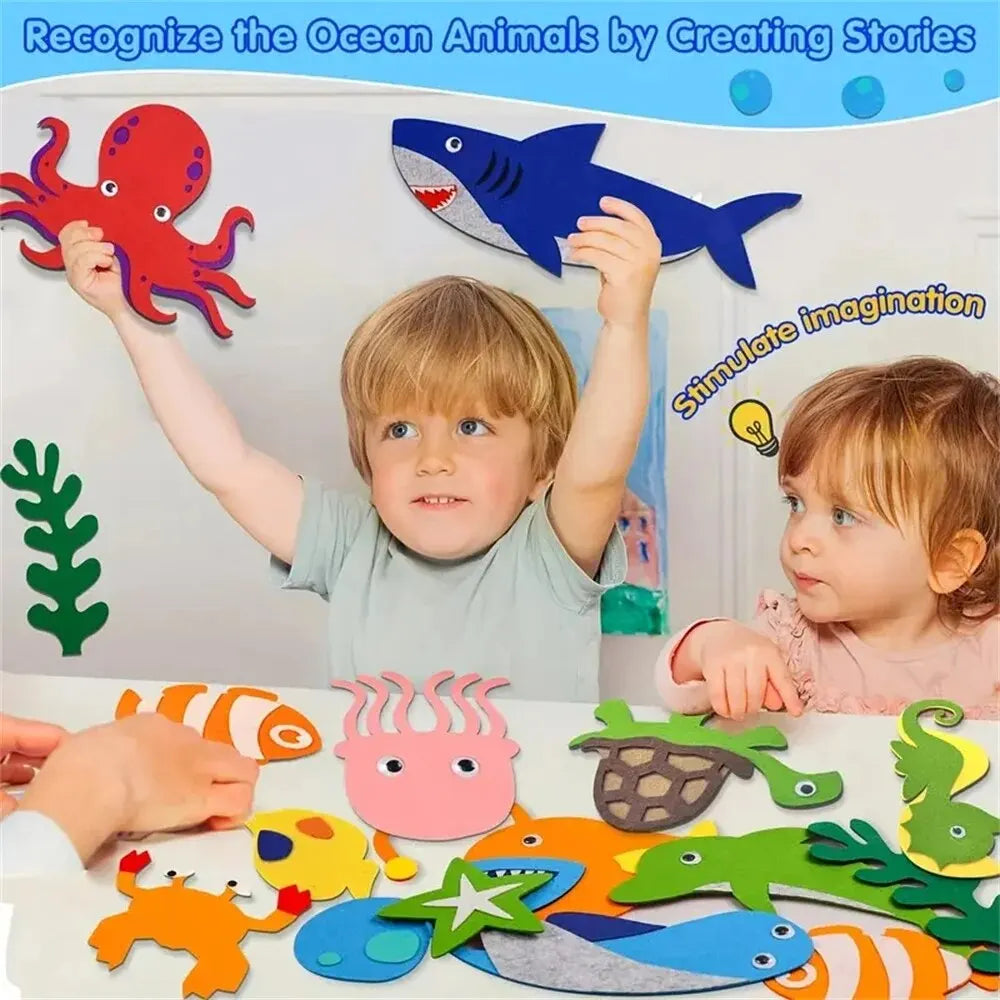 Histórias de quadro de feltro Conjunto Montessori Oceano Fazenda Animal Família Educação pré-escolar interativa Aprendizagem precoce Brinquedos para crianças pequenas 