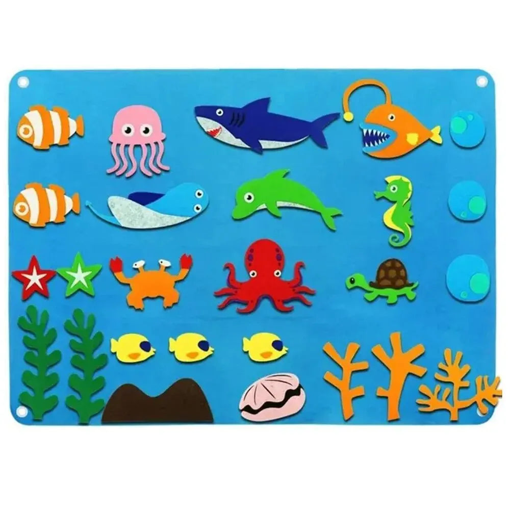 Histórias de quadro de feltro Conjunto Montessori Oceano Fazenda Animal Família Educação pré-escolar interativa Aprendizagem precoce Brinquedos para crianças pequenas 