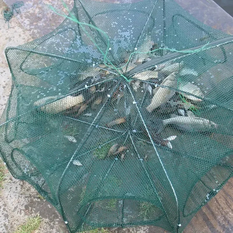 Fishing Net Mesh Folded Hexagon Octagon 6 Holes Fish Shrimp Automatic Trap Crayfish Catcher Fish Network Baits Cast Mesh Trap Leedoar