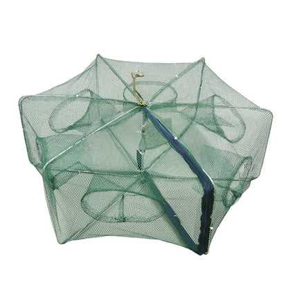Fishing Net Mesh Folded Hexagon Octagon 6 Holes Fish Shrimp Automatic Trap Crayfish Catcher Fish Network Baits Cast Mesh Trap Leedoar