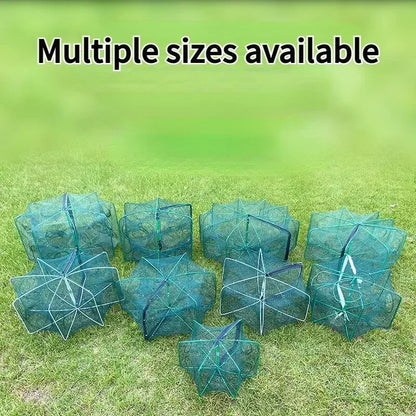 Fishing Net Mesh Folded Hexagon Octagon 6 Holes Fish Shrimp Automatic Trap Crayfish Catcher Fish Network Baits Cast Mesh Trap Leedoar