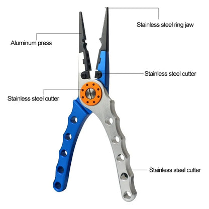 Fishing Pliers Line Cutter Multifunctional Knot Aluminum Alloy Scissors Hook Remover 150g 20CM Fishing Equipment Leedoar