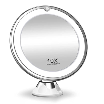 Flexible  10x Magnifying Mirror LED LightingTouch Screen Portable Dressing Table Makeup Dry Battery Leedoar