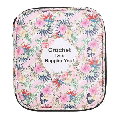 Floral Hand Knitting Kit, Crochet Hook Zip Waterproof Storage Bag, DIY Printing Storage Bag, Jumper Needle Set Storage Bag Leedoar