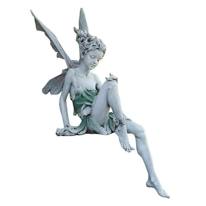 Flower Fairy Statue Ornament Figurines With Wings Outdoor Garden Resin Craft Landscaping Yard Decoration Fast Delivery Leedoar