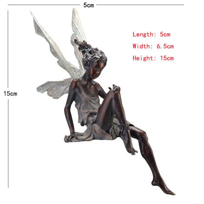 Flower Fairy Statue Ornament Figurines With Wings Outdoor Garden Resin Craft Landscaping Yard Decoration Fast Delivery Leedoar