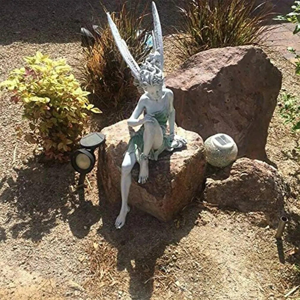 Flower Fairy Statue Ornament Figurines With Wings Outdoor Garden Resin Craft Landscaping Yard Decoration Fast Delivery Leedoar