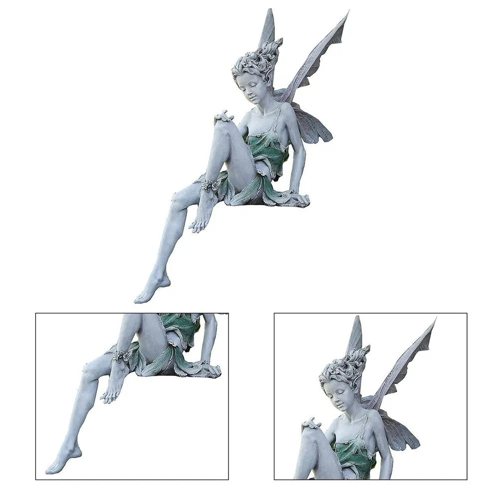 Flower Fairy Statue Ornament Figurines With Wings Outdoor Garden Resin Craft Landscaping Yard Decoration Fast Delivery Leedoar