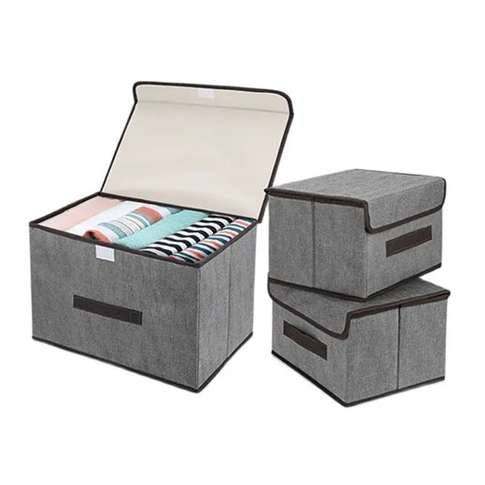 Caja de almacenamiento plegable de tela no tejida gris Organizador de almacenamiento de artículos para el hogar Ropa interior Calcetines y juguetes para niños Cosméticos 