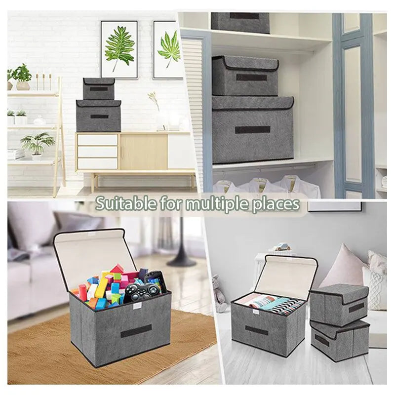 Fold Non Woven Fabric Storage Box Gray Home Supplies Clothing Underwear Sock And Kid Toy Storage Organizer Cosmetics Leedoar