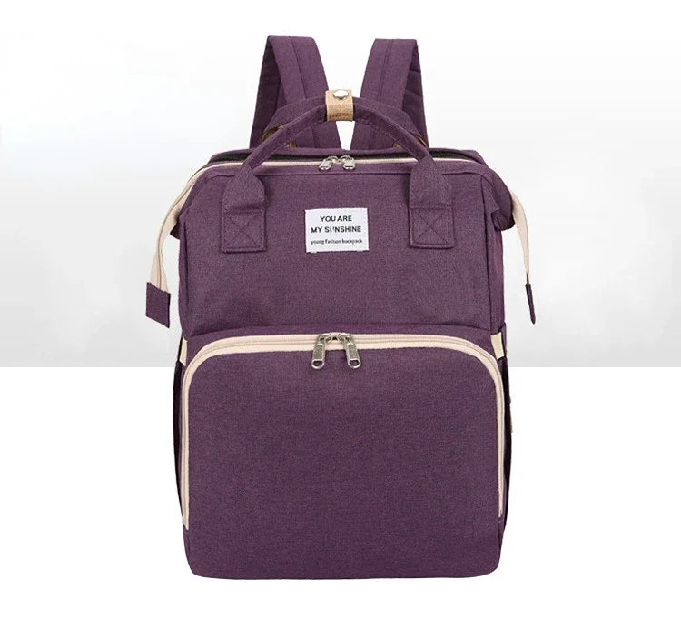 Foldable Diaper Bag Baby Bed Bags Crib Travel  Backpack with Changing Station Insulated Pocket Large Capacity