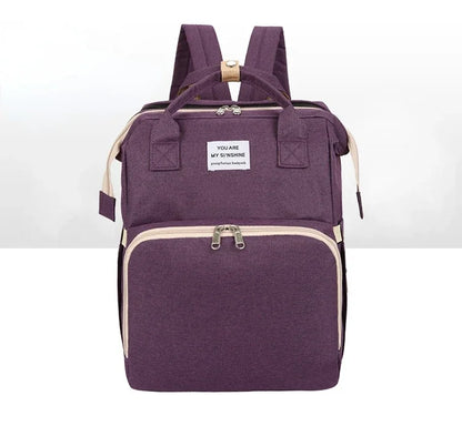 Foldable Diaper Bag Baby Bed Bags Crib Travel  Backpack with Changing Station Insulated Pocket Large Capacity