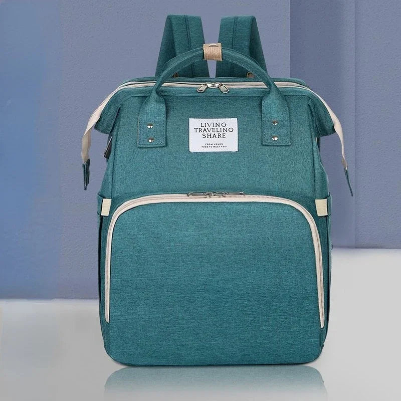 Foldable Diaper Bag Baby Bed Bags Crib Travel  Backpack with Changing Station Insulated Pocket Large Capacity