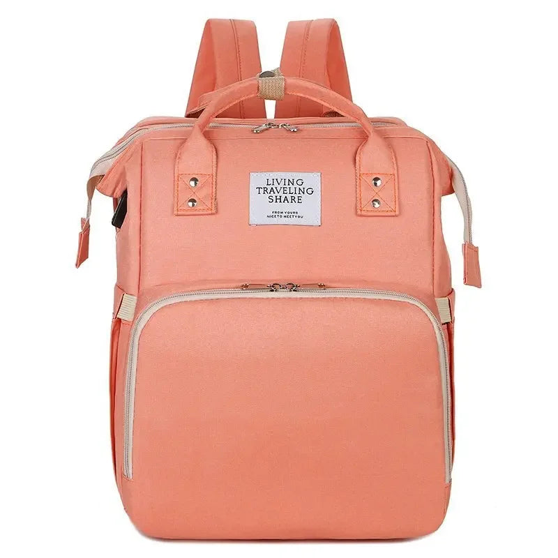 Foldable Diaper Bag Baby Bed Bags Crib Travel  Backpack with Changing Station Insulated Pocket Large Capacity