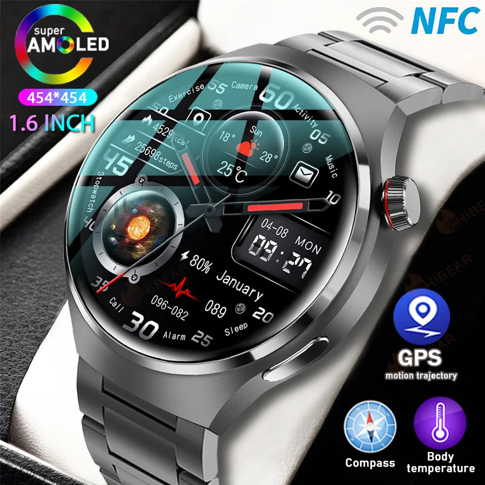 Para HUAWEI GT4 Pro GPS NFC Smart Watch Homens 360*360 Tela AMOLED Frequência cardíaca Bluetooth Chamada IP68 À Prova D'Água Homem Smartwatch 2024 