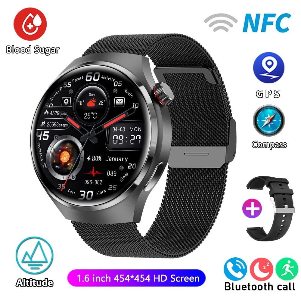 For HUAWEI GT4 Pro GPS NFC Smart Watch Men 360*360 AMOLED Screen Heart rate Bluetooth Call IP68 Waterproof Man Smartwatch 2024 Leedoar