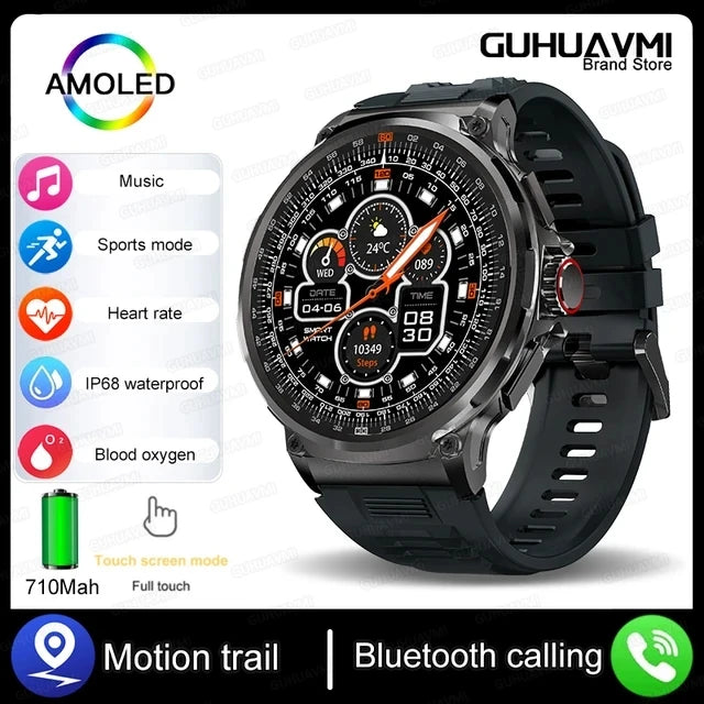 For Huawei Xiaomi GPS Track Smart Watch Men 1.85-Inch Ultra HD AMOLED Screen 710 Mah Battery Bluetooth Call SmartWatch 2024 New Leedoar