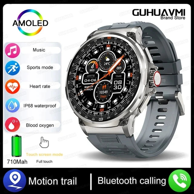 For Huawei Xiaomi GPS Track Smart Watch Men 1.85-Inch Ultra HD AMOLED Screen 710 Mah Battery Bluetooth Call SmartWatch 2024 New Leedoar