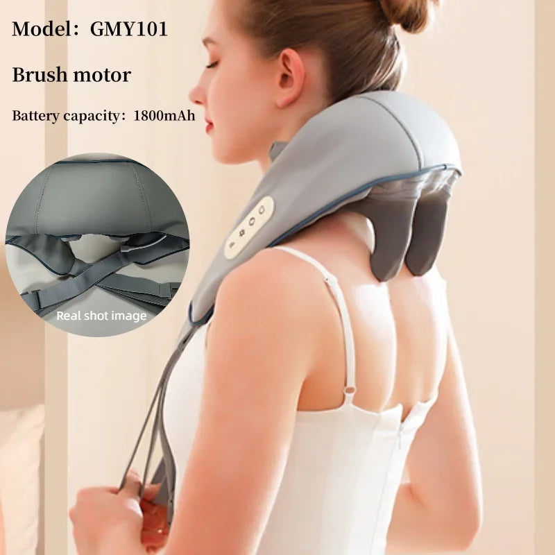 Foreverlily Neck And Shoulder Massager Wireless Neck And Back Shiatsu Kneading Massager Neck Cervical Relaxing Massage Shawl Leedoar