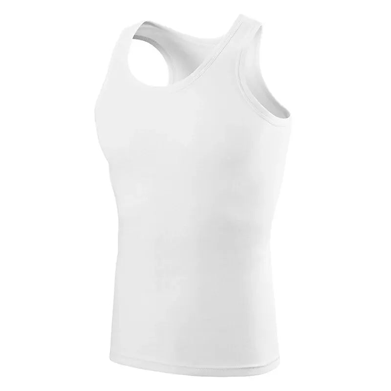 Four Seasons Men Pure Cotton Vest Youth Fit Sports Fitness Middle-aged Casual Sleeveless Top Leedoar