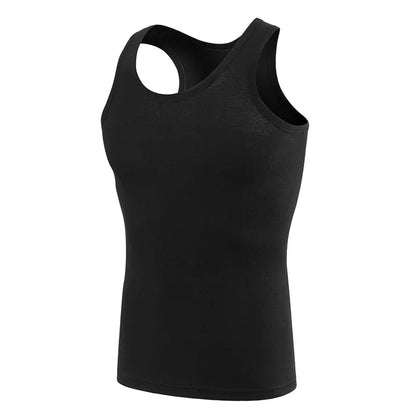 Four Seasons Men Pure Cotton Vest Youth Fit Sports Fitness Middle-aged Casual Sleeveless Top Leedoar