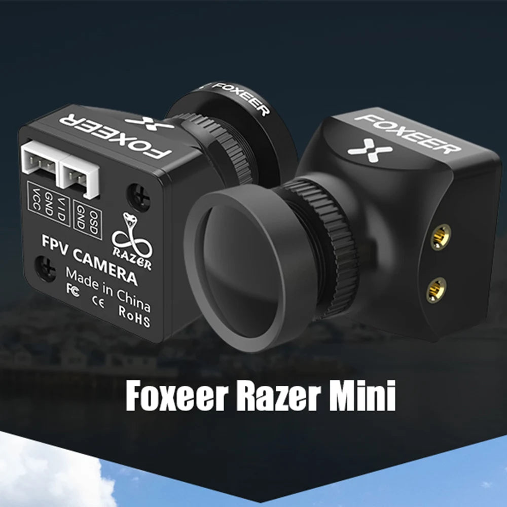 Foxeer Razer Mini V2 HD 5MP 2.1mm M12 Lente 1200TVL Câmera FPV Padrão NTSC PAL Comutável 4ms Latência 22*22mm para Drone FPV