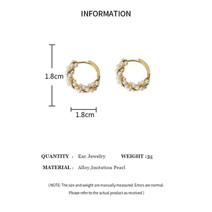 French Imitation Pearl Circel Earring Small Round Hoop Earrings For Women New Design Texture Earrings Jewelry Elegant Gift Leedoar